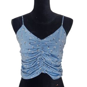5/$15 Vibe Sportswear Blue Floral Scrunch Crop Top